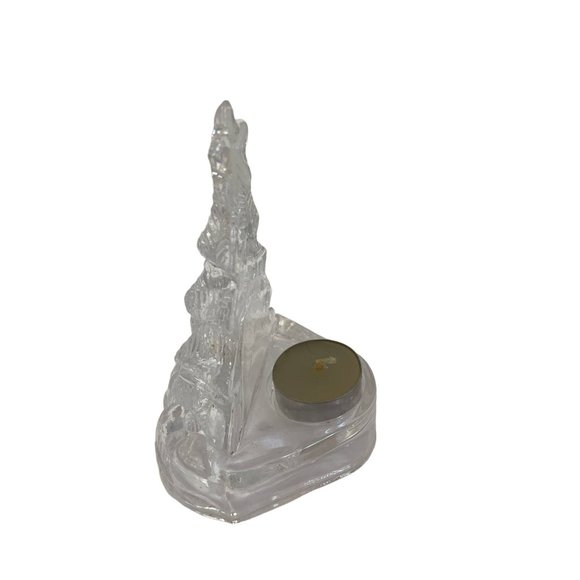 Christmas Candle Holder Frosted Glass Votive Holiday Decor Lead Crystal Tea - Picture 6 of 6